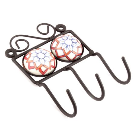 Red Ceramic Floral Tiles Hooks  Online